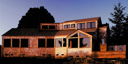 View of the solar house exterior