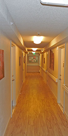 remodeled corridor with fire sprinklers