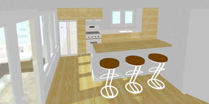 Tacoma Residential Addition Computer-generated kitchen rendering